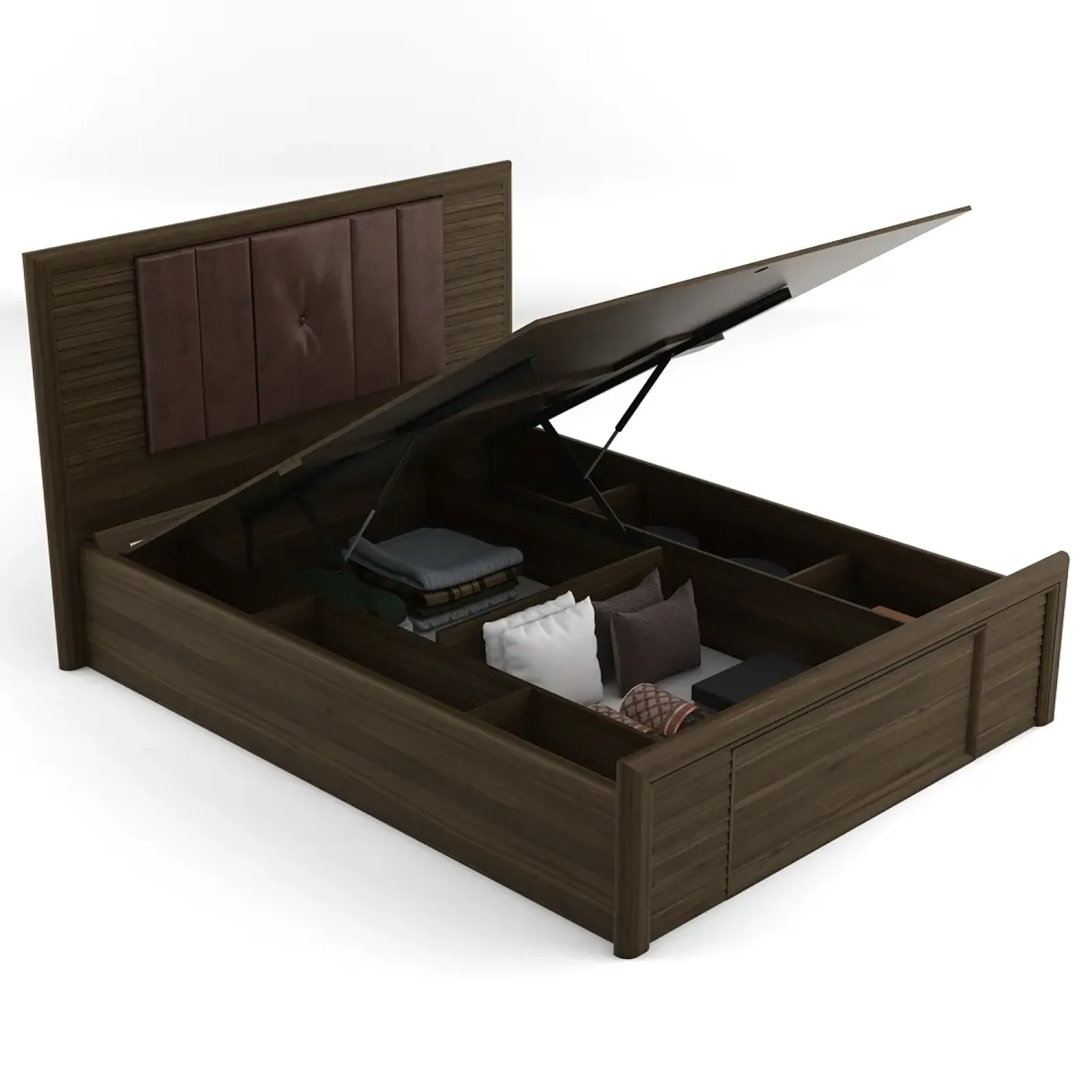 Emperor King Bed V2 Full Lifton With Top Panel - Lyon Walnut